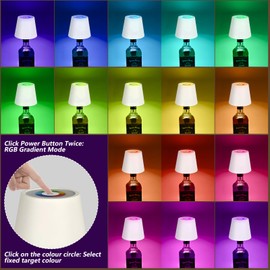 OurLeeme Wireless Bottle Lamp - RGBW Color Changing and Dimmable Pridola Wireless Bottle Lamp Touch Control Battery Powered Rechargeable Wine Bottle Lamp for Bars Restaurants Parties (White)