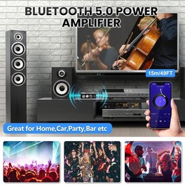 Wuchi Studio ZK-1602T Mini Amplifier | 160W×2 Stereo Power | BT 5.0 Receiver w/TDA7498E Chip | Control Wheel | USB/AUX | DC15-36V