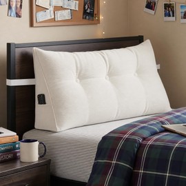 Wesiti Triangular Headboard Wedge Pillow Twin XL Dorm Bed Backrest, White