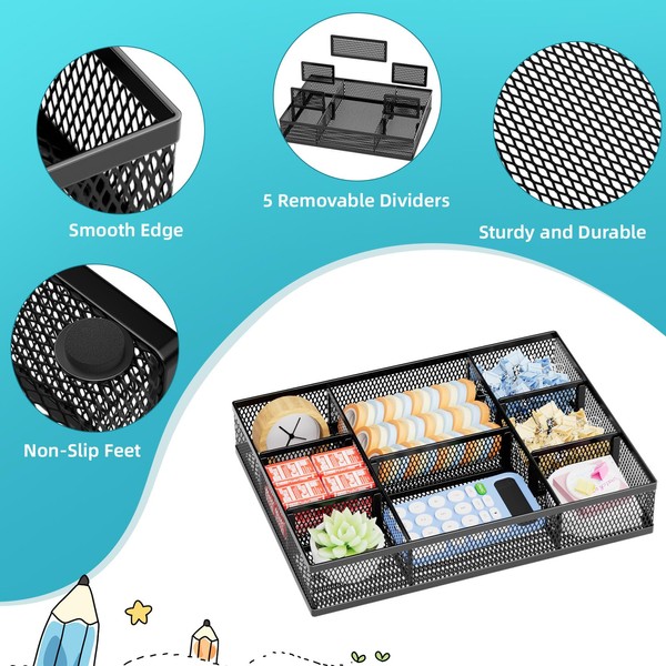 Marbrasse Marbrasse 2 Pack Desk Drawer Organizer, Mesh Drawer Organizer