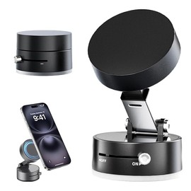 Vacuum Suction Magnetic Phone Holder Cup Carmount Cell Phone Stand Foldable and Retractable, 360° Adjustable for Iphone16/15/14/13/12, Car/Mirror/Smooth Surface Black