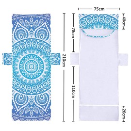 FANSU Beach Chair Cover Towel - Mandala Sun Lounger Beach Towel with Pockets, Microfiber Quick Dry Chaise Lounge Towel Cover for Summer Outdoor Garden Pool Vacation Travel (75x210cm,Blue)