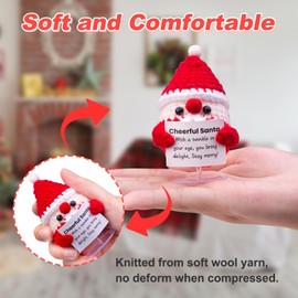 CoFuBcad Christmas Positive Deer Santa Claus Snowman, Santa Claus Crochet Emotional Support Doll Animal with Positive Messages Knit Knitted Wool Doll for Christmas Party Decoration Encouragement Gift
