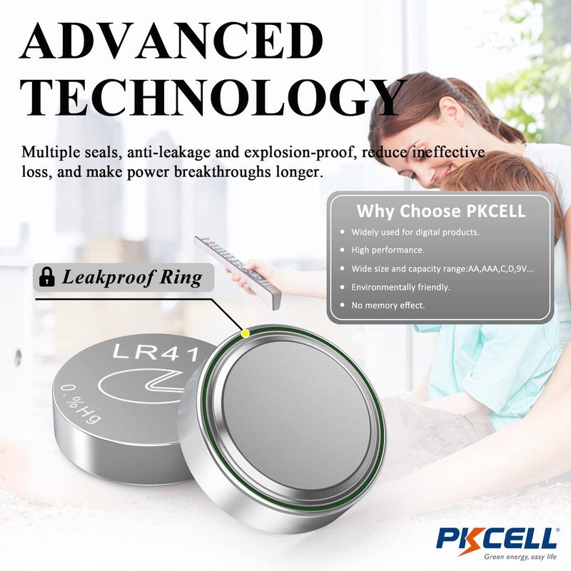 PKCELL AG3 1.5V Battery LR41 392 384 192 Button Alkaline