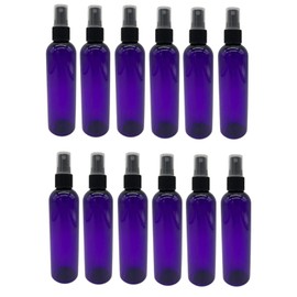 Natural Farms 4 oz Purple Cosmo BPA FREE Bottles - 12 Pack Empty Refillable Containers - Essential Oils - Hair - Aromatherapy | Black Fine Mist Sprayers - Made in the USA