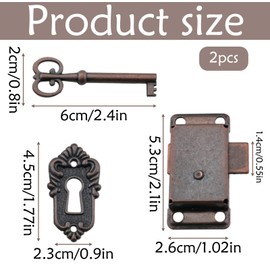 2 Pcs Wardrobe Lock, Cabinet Lock, Cabinet Locks with Key Classic Retro Design Easy Installation Vintage Style Antique Cabinet Door Locks for Cabinets/Drawers/Boxes/Wardrobes