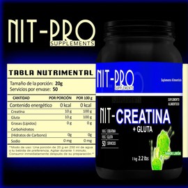 Suplemento Creatina  Glutamina Nit-pro 1kg En Polvo Sabores