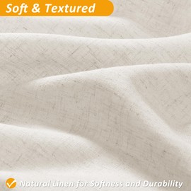 Naturoom Beige Linen Shower Curtain with Snap in Liner Set Rustic Farmhouse Shower Curtains for Bathroom 200GSM Textured Cream Burlap Cloth Double Shower Curtain with See Through Top Window 72x72