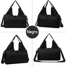 Bolsa de Gimnasia para Mujer, Compartimento para Zapatos y Bolsa Impermeable Bolsa de Deporte para Gimnasio, Bolsa Tote de Yoga Fitness para Entrenamiento, Yoga, Viajes(Negro)