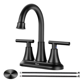 4 Inch Bathroom Faucets for Sink 3 Hole, Faucet for Bathroom Sink with Pop-up Drain & Supply Hoses, 2-Handle 360 Swivel Spout Stainless Steel Lead-Free, Centerset Faucet for Bathroom Vanity Lavatory