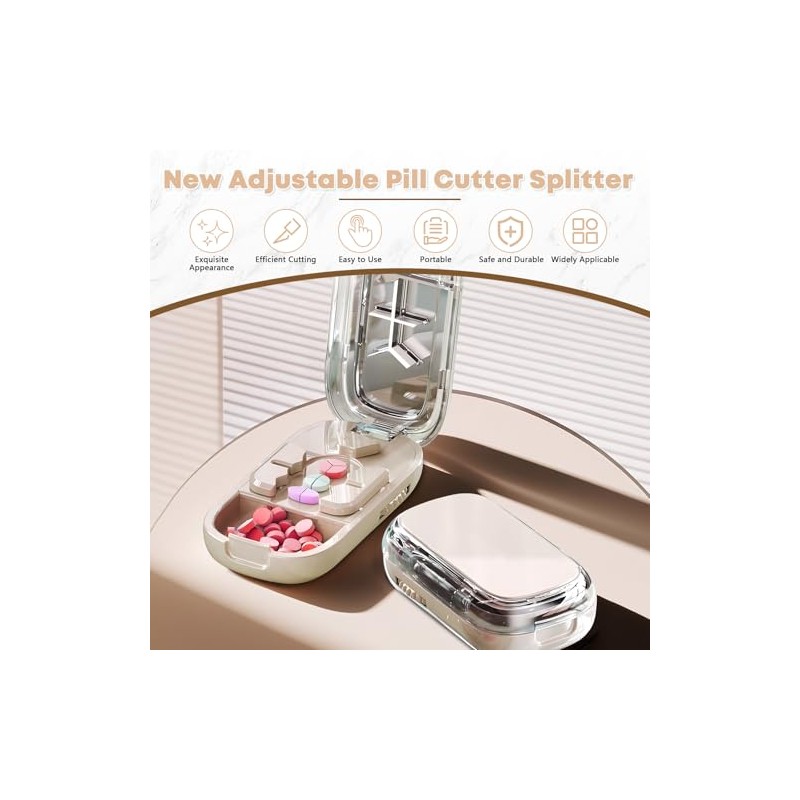 Pill Cutter, New Adjustable Pill Cutters Splitter for Small &