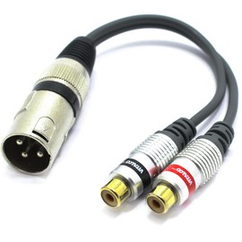 VITALCO XLR Male to 2x RCA Female Adapter Microphone 3-Pin to RCA Audio Cable Adapter