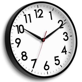AKCISOT 16 Inch Wall Clock Large Silent Non-Ticking Wall Clocks Battery Operated - Analog Classic Clock Decorative for Living Room, Office, Home, School(Black)