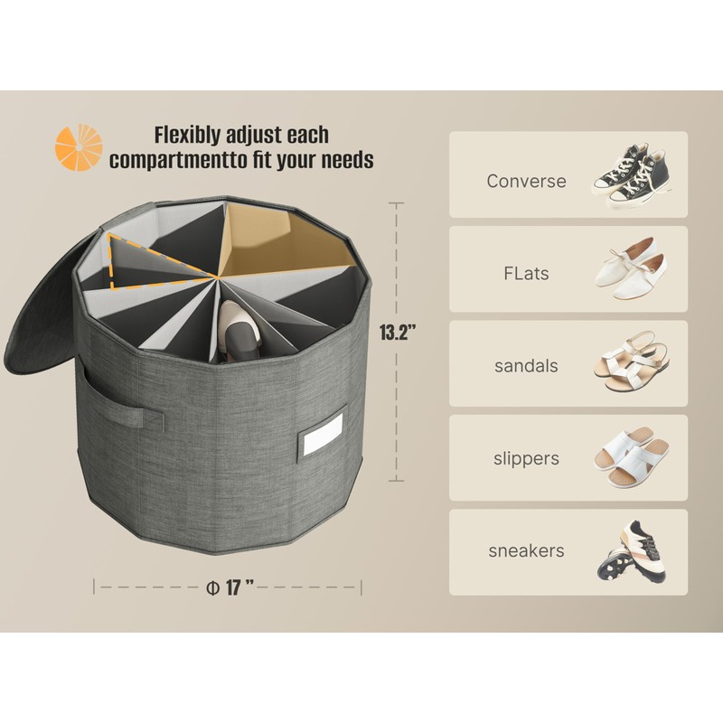 Vailando Shoe Organizer for Closet - Cylindrical Shoe Storage Organizer