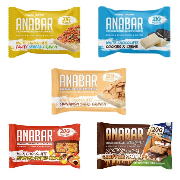 Final Boss Performance Anabar Protein Bars 5 bars-Smores, Cookies, Cereal,