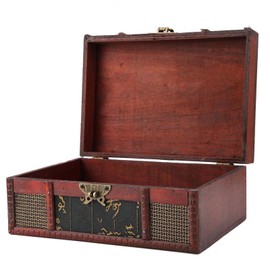 KooingTech Treasure Box, 9.1x6.3x3.9 Inch Chinese Vintage Wooden Box, Chinese Jewelry Box for Storing Books Bibles Documents Jewelry