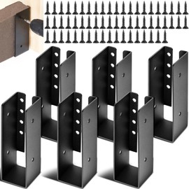 Blulu 6 Pcs Concealed Joist Hangers with Screws Powder Coated Steel Joist Bracket Fence Brackets for Wood Fit for Beam Swing Handrail Fence Trim Flanges Framing Railing (2 x 6 Inches)