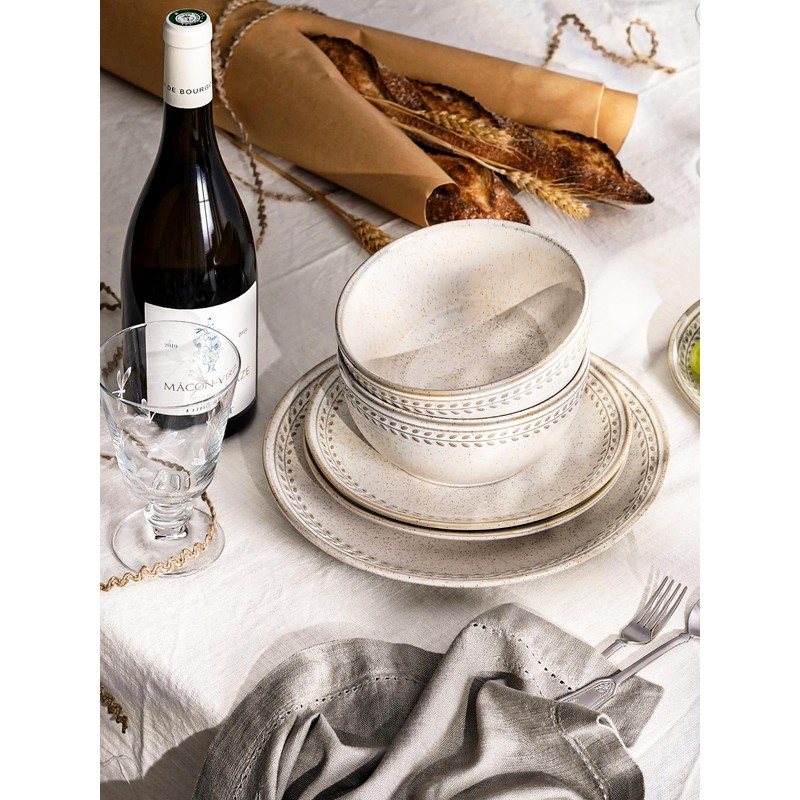 LE TAUCI Plates and Bowls Sets for 4, 12 Piece
