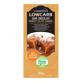 CarbZone Low Carb Dark Choclate Crunchy Salted Caramel, No Added Sugar, Vegan Friendly, Natural Vanilla, Cocoa Flavour, Helathy Snack, No Sweeteners, 100g (Pack of 5)