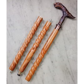 Unique Full Aluminum Head Jaguar Design Cane and Brown Wooden Stick Vintage for Men and Women