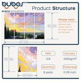 BUBOS 8 Pack Art Acoustic Panels Soundproof Wall Panel,47.2X31.4 Inches Sound Absorbing Panel,Self-Adhesive Decorative Acoustical Wall Panels, Acoustic Treatment for Ceiling Home Office(Oil Painting)
