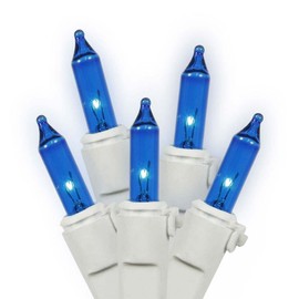 Vickerman 50 Light Mini Light Set Blue Lights on White Wire
