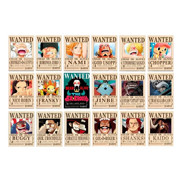 One Piece 18 Posters Yonkou Ace Sabo Jinbe Wanted Se