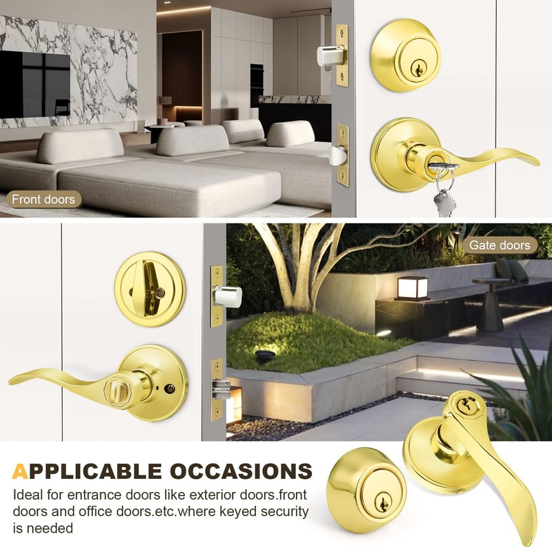 Brotima 3 Pack Keyed Alike Lever Set with Single Cylinder