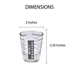Kolder Mini Measure Heavy Glass, 20-Incremental Measurements Multi-Purpose Liquid and Dry Measuring Shot Glass, Black, Set of 3