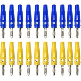 20 Stück Premium Bananenstecker 4mm Bananenstecker Lautsprecher, 20A Banana Steckverbinder, Steckergehäuse Prüfspitze Anschlussklemme, Für Kabel Endstufen Av-Receiver Hifi Stereoanlagen(Gelb Und Blau)