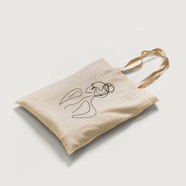 tradercat Jute Bag Printed Vintage 100% Cotton, Fabric Bag Printed, One Line Silhouette, Jute Bag Aesthetic as a Fashionable Accessory Jute Bag Sayings, Woman back silhouette