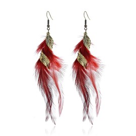 Feather Earrings for Women Boho Bohemian Long Tassel Drop Dangle Earrings Jewelry Birthday Christmas Gifts