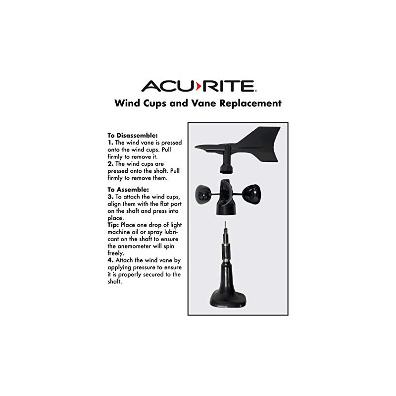 AcuRite Replacement Wind Cups Atlas Weather Sensor, Black