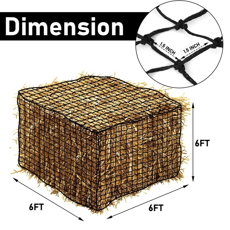 Dayimado Large Round Bale Hay Net, 6x6 Ft Sturdy Hay