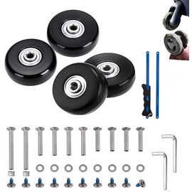 54mm 4PCS Luggage Suitcase Replacement Wheels for Trolley Case Travel Bags Caster Inline Roller Skating Roller Swivel Rubber Wheels Bearings Repair Kits with Axles 30mm&35mm&60mm