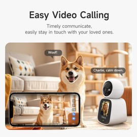 Noorio Two Way Video Calling Camera, 2K One Click Call Pet Camera Indoor with Phone App, 360° PTZ Dog Cam with Speaker, Color Night Vision Security Indoor Cameras, CL200 2Pcs