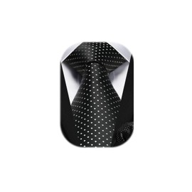 HISDERN Mens Black Tie Polka Dot Ties and Pocket Square Set Formal Classic Elegant Necktie & Handkerchief for Business Wedding Party