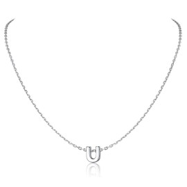 Women Necklaces Initials Sterling Silver Letter U Pendant Neck Chains Jewelry Decorations