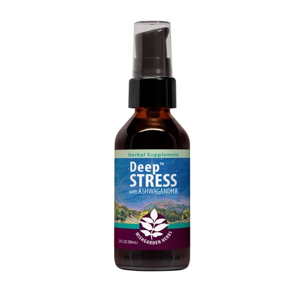 WishGarden Herbs Deep Stress with Ashwagandha - All-Natural Liquid Herbal Adrenal Support Supplement with Ashwagandha Root and Powerhouse Adaptogens for Stress Relief, Fast-Acting Stress Tincture, 2oz