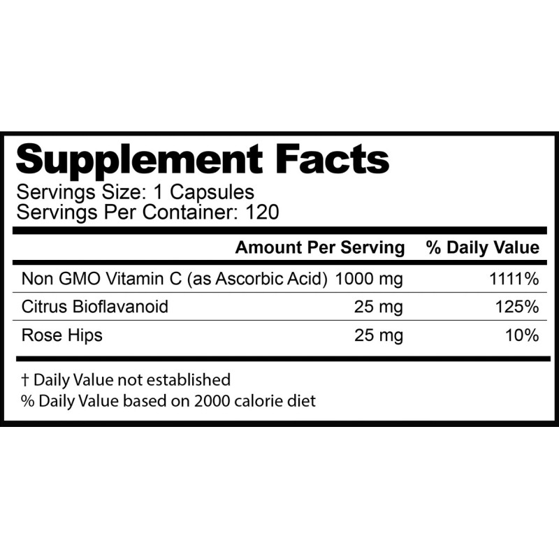SummerSculpt VITAMIN C 1000MG ROSE HIPS CITRUS BIOFLAVONOIDS IMMUNE SUPPORT