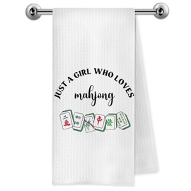 Trenstise Mahjong Gifts Kitchen Towels, Mah Jong Lovers Players Gifts, Just A Girl Who Loves Mahjong Dish Hand Tea Towels for Kitchen Bathroom Decor, 16x24 Inch wholovemah