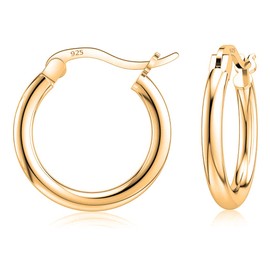 Savlano 925 Sterling Silver Round Hoop Earrings – 18K Gold Plated Hoop Earrings for Women & Men Comes in 10MM-25MM with a Gift Box