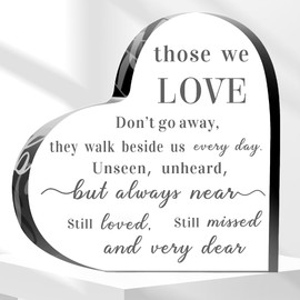 Memorial Gift Heart Shaped Acrylic Plaque Acrylic Decorative Ornament Heart Decoration Modern Home Decoration Bookshelf Office Bedroom Living Room Craft Decoration for Your Loss Loved Mother Father