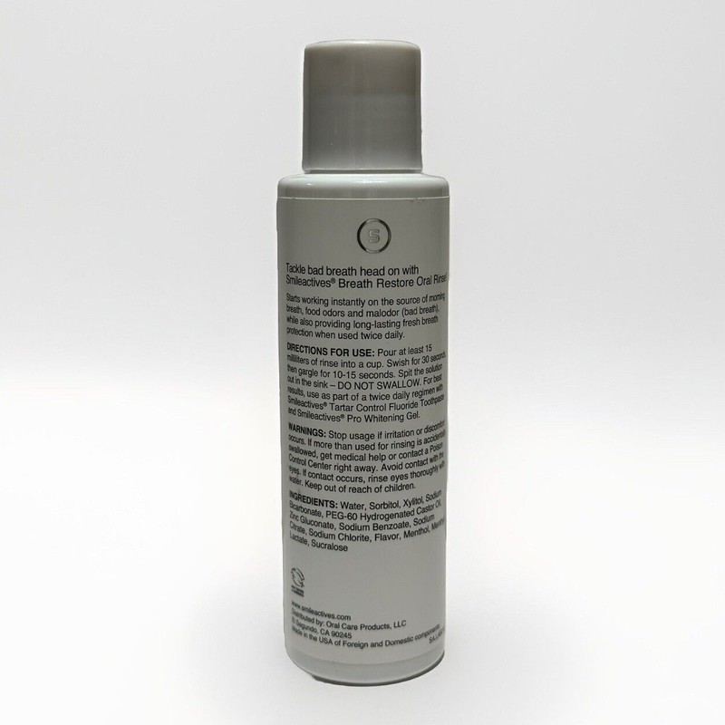 Smileactives Breath Restore Oral Rinse Treatment Vanilla Mint 4 oz