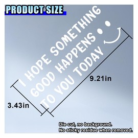 DUSCOKE Cute Car Sticker Decal with Smiley Face, I Hope Something Good Happens to You Today Waterproof Vinyl Sticker, Auto Inspirational Decoration Accessories for Bumper, Window, Laptop (1PC)