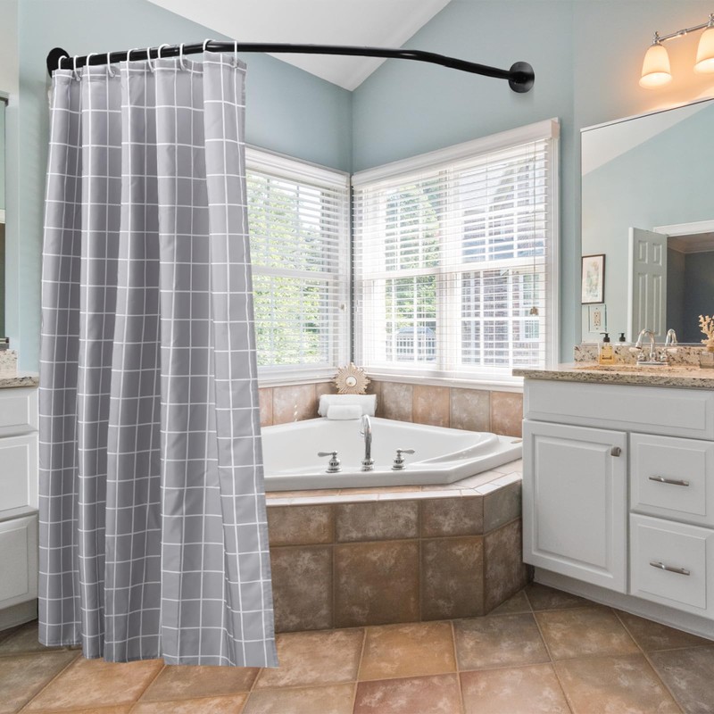 Adjustable Black Corner Shower Rod, 31-41 Inch Diamond Shaped Shower