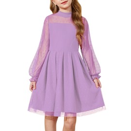 Arshiner Girls Summer Dress Fall Long Sleeve Tween Formal Wedding Easter DressesLavender Size 7-8