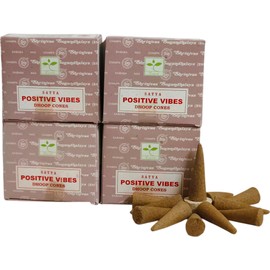 Satya Nag Champa Incense Cones for Meditation and Yoga, 48 Pieces, 4 Packs (Incense Dhoop Cones, Positive Vibes)