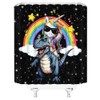 Funny Unicorn Riding Dinosaur Shower Curtain Cute Magic Fantasy Cartoon