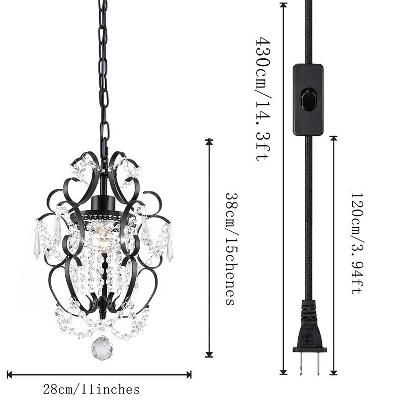 RAYMALUX Plug in Chandelier Hanging Lignt with Plug in Cord